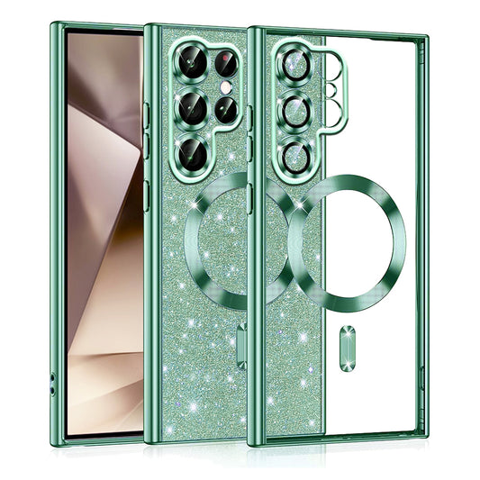 MagSafe ovitek za Samsung Galaxy S22 Ultra 5G S908, Techsuit, Luxury Glitter, Svetlo zelena