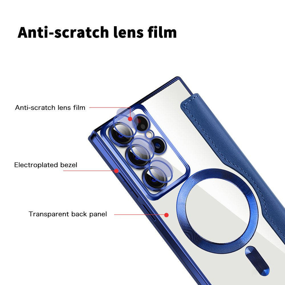 MagSafe Case for Samsung Galaxy S22 Ultra 5G S908, Techsuit, SmartMag Book, Blue