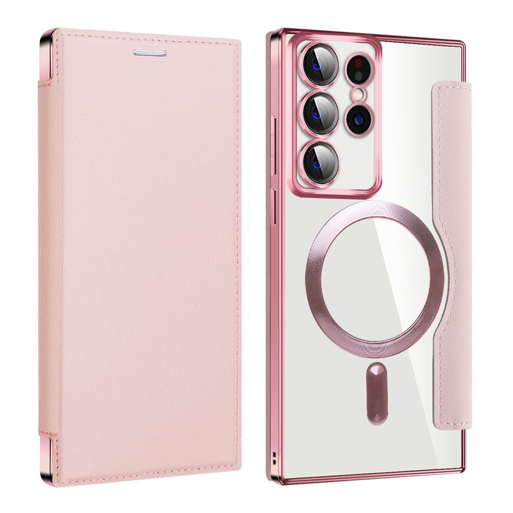 MagSafe Case for Samsung Galaxy S22 Ultra 5G S908, Techsuit, SmartMag Book, Pink