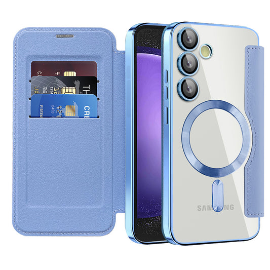 Ovitek MagSafe za Samsung Galaxy S23 FE S711, Techsuit, SmartMag Book, modra