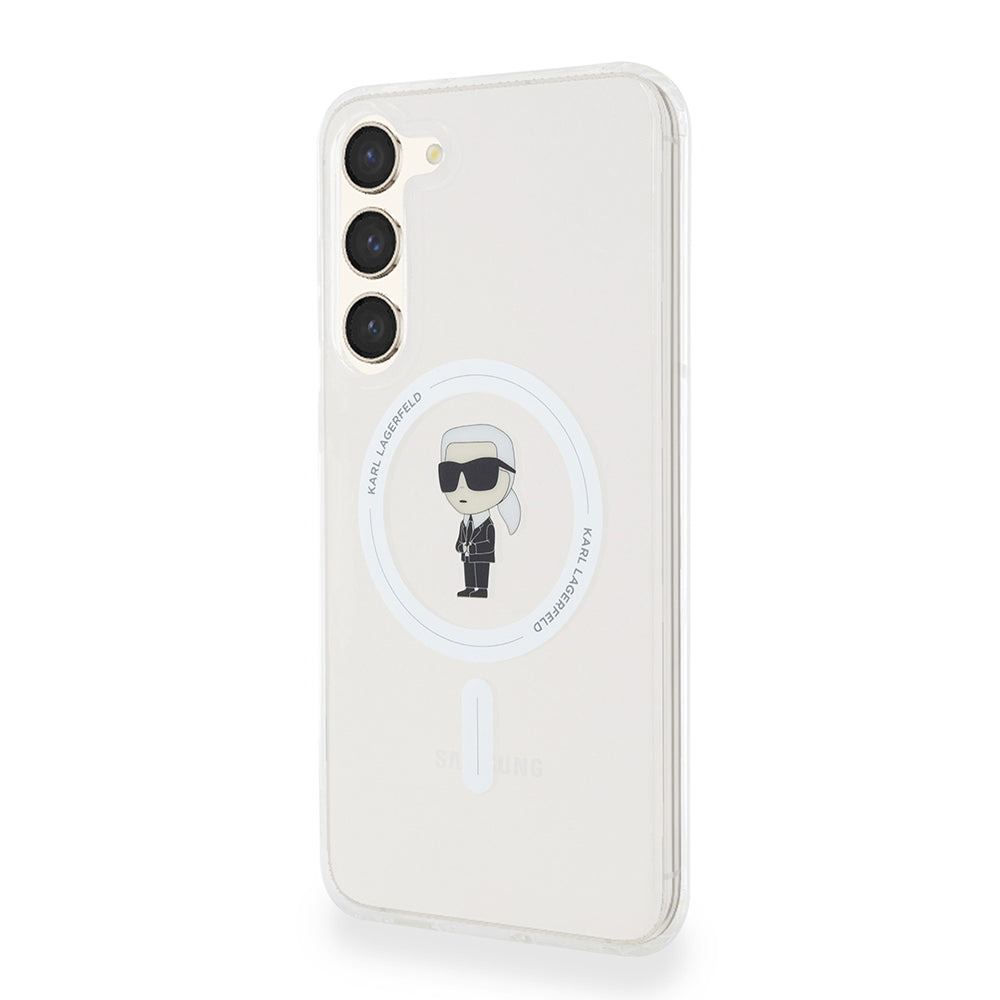 Ovitek MagSafe za Samsung Galaxy S23+ S916, Karl Lagerfeld, IML Ikonik Karl, Prozoren