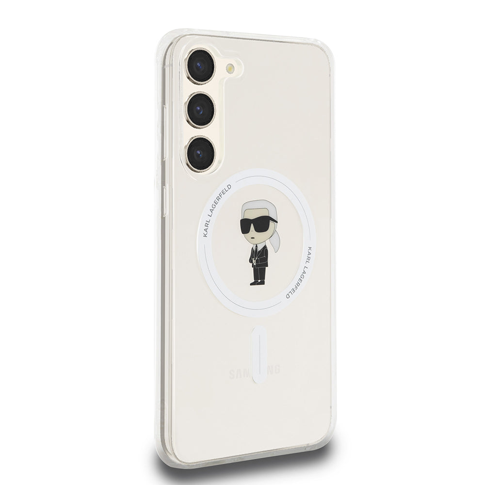 Ovitek MagSafe za Samsung Galaxy S23+ S916, Karl Lagerfeld, IML Ikonik Karl, Prozoren