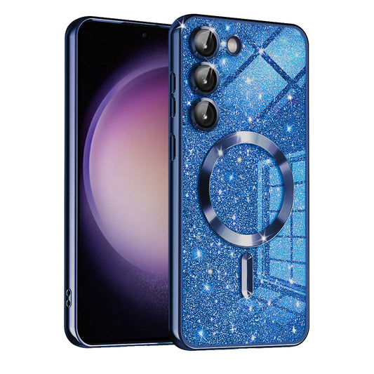 MagSafe ovitek za Samsung Galaxy S23+ S916, Techsuit, Luxury Glitter, Temno modra