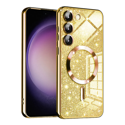 Ovitek MagSafe za Samsung Galaxy S23+ S916, Techsuit, Luxury Glitter, Zlata