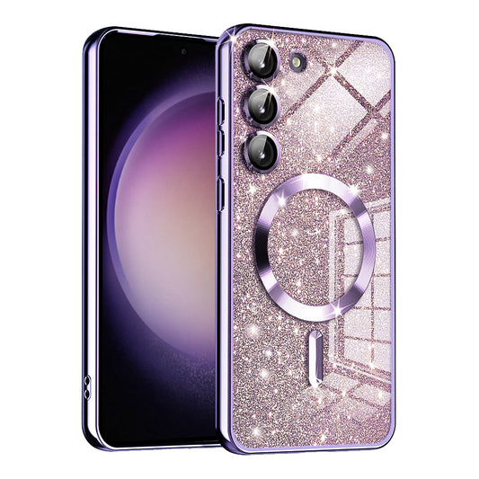 Ovitek MagSafe za Samsung Galaxy S23+ S916, Techsuit, Luxury Glitter, Svetlo vijoličen