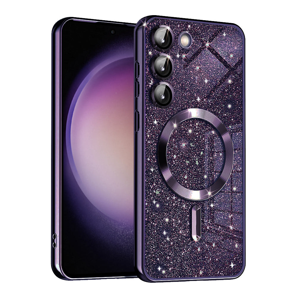 MagSafe ovitek za Samsung Galaxy S23+ S916, Techsuit, Luxury Glitter, Temno vijolična