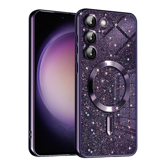 MagSafe ovitek za Samsung Galaxy S23+ S916, Techsuit, Luxury Glitter, Temno vijolična