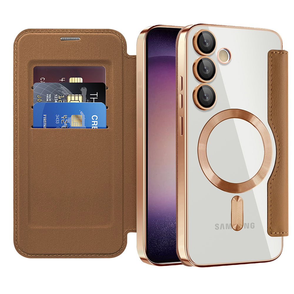 MagSafe ovitek za Samsung Galaxy S23+ S916, Techsuit, SmartMag Book, rjav
