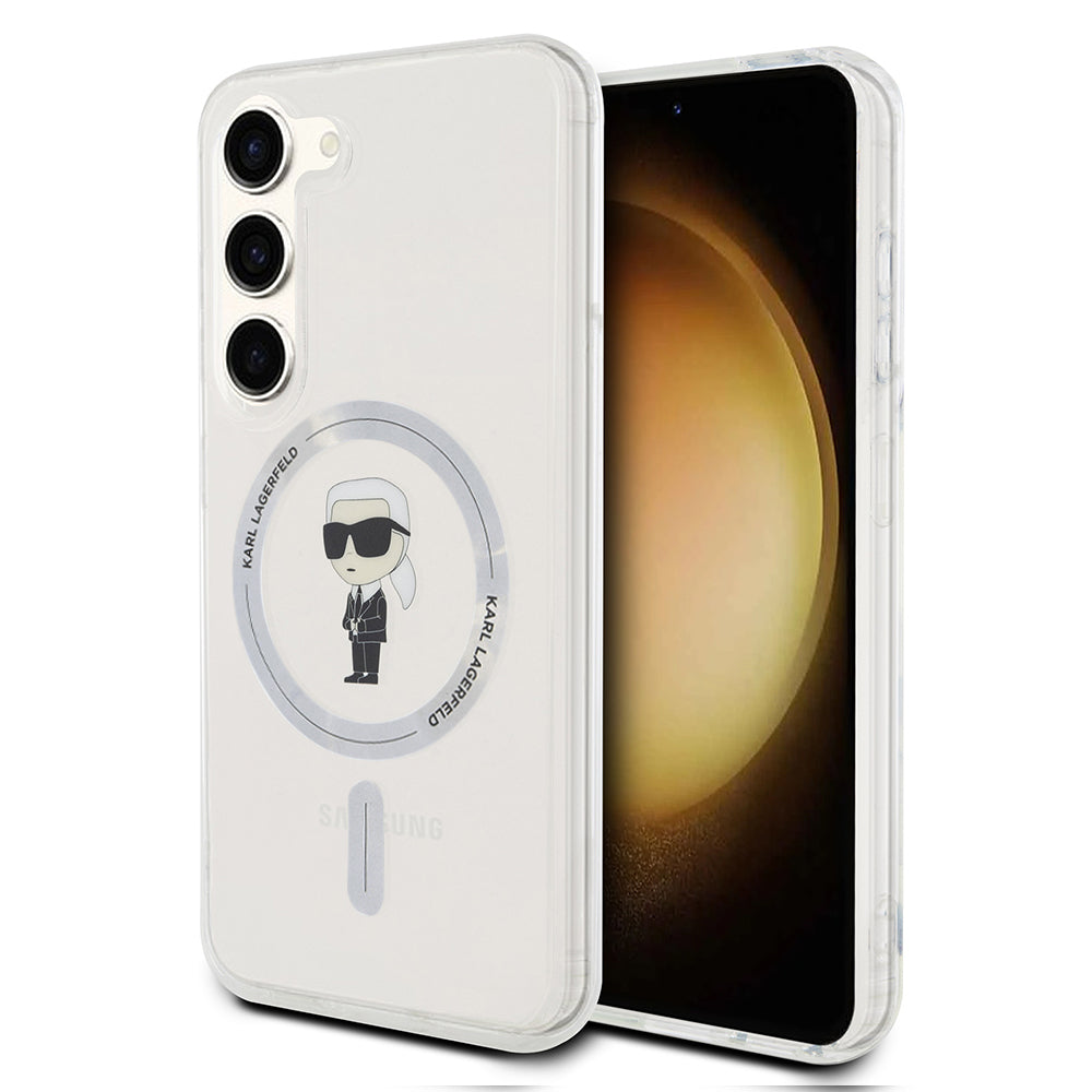 Ovitek MagSafe za Samsung Galaxy S23 S911, Karl Lagerfeld, IML Ikonik Karl, Prozoren