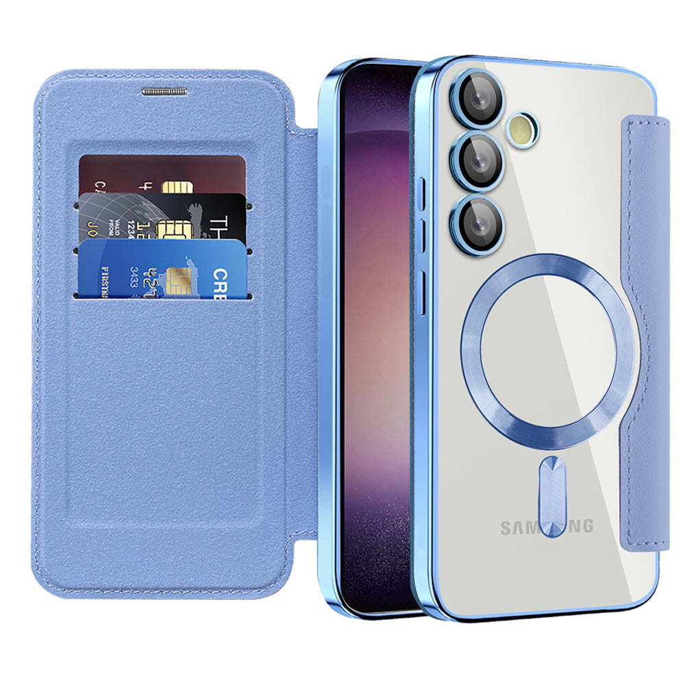 MagSafe ovitek za Samsung Galaxy S23 S911, Techsuit, SmartMag Book, modra