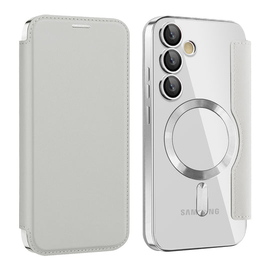 MagSafe ovitek za Samsung Galaxy S23 S911, Techsuit, SmartMag Book, Siva