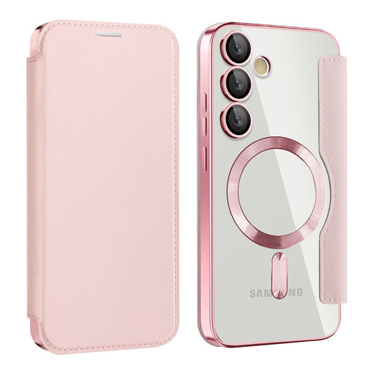 MagSafe ovitek za Samsung Galaxy S23 S911, Techsuit, SmartMag Book, roza