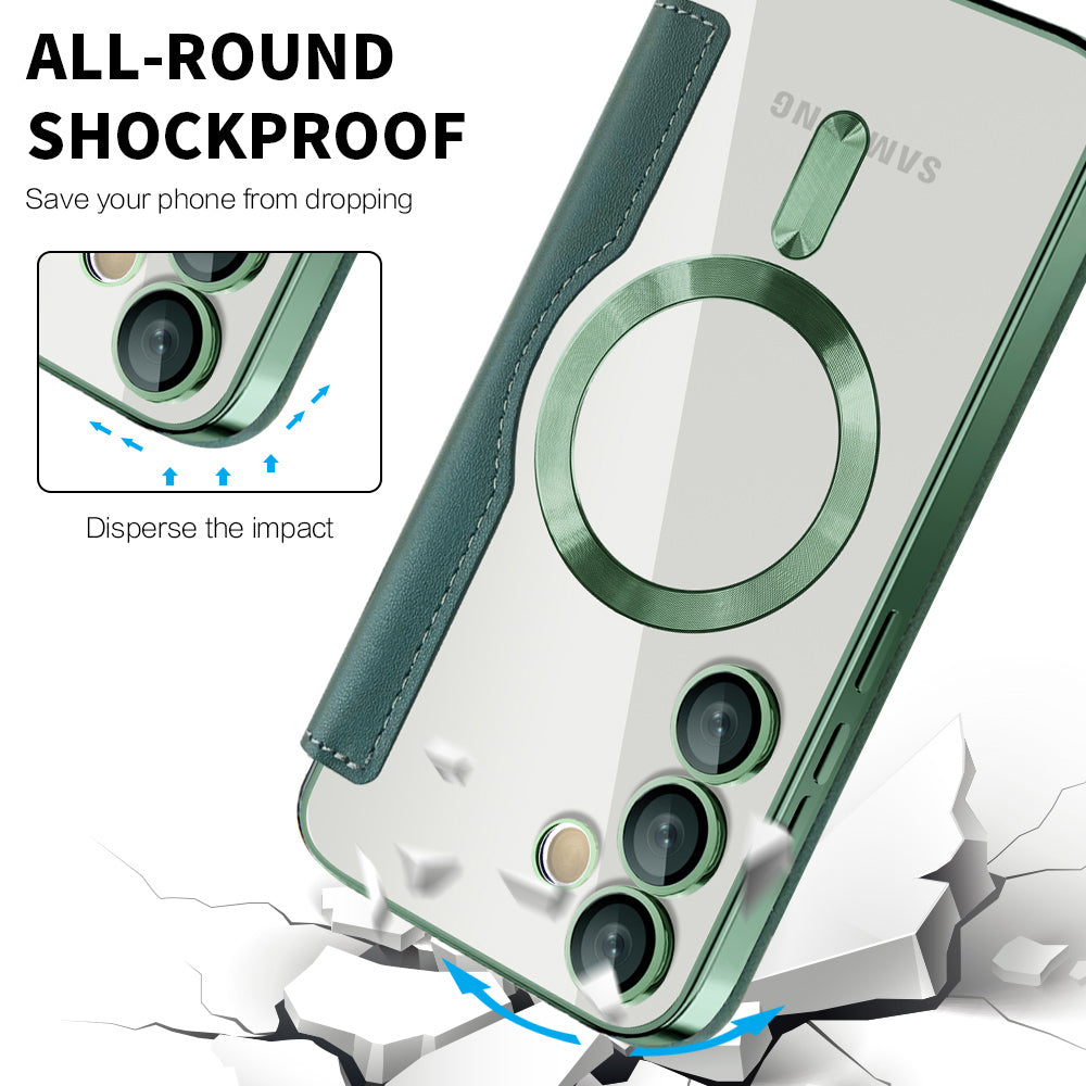 MagSafe ovitek za Samsung Galaxy S23 S911, Techsuit, SmartMag Book, Zelen