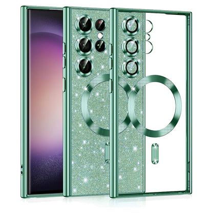 MagSafe ovitek za Samsung Galaxy S23 Ultra S918, Techsuit, Luxury Glitter, Svetlo zelena