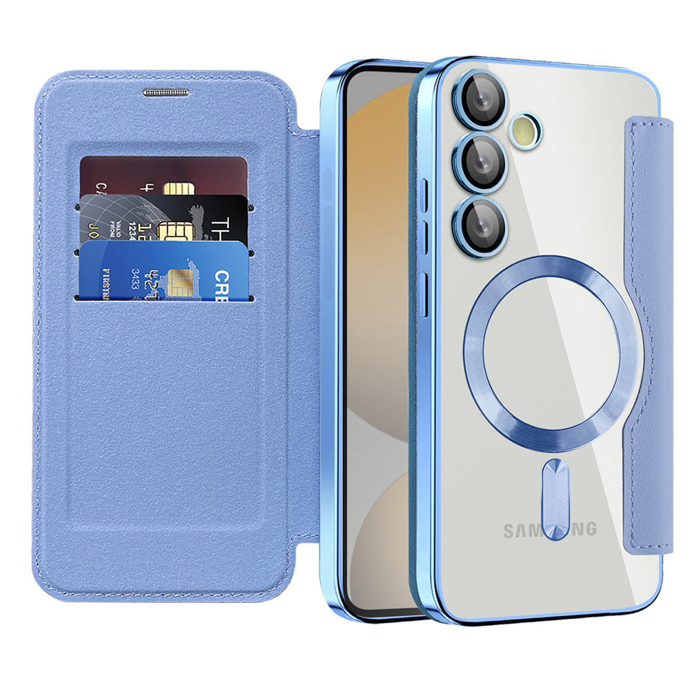 Ovitek MagSafe za Samsung Galaxy S24 FE S721, Techsuit, SmartMag Book, modra