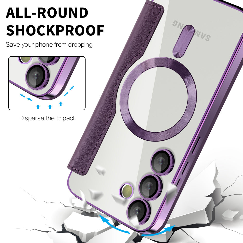 MagSafe Case for Samsung Galaxy S24 FE S721, Techsuit, SmartMag Book, Purple