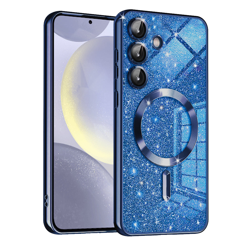 MagSafe ovitek za Samsung Galaxy S24+ S926, Techsuit, Luxury Glitter, Temno modra