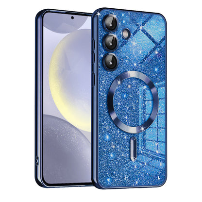 MagSafe ovitek za Samsung Galaxy S24+ S926, Techsuit, Luxury Glitter, Temno modra