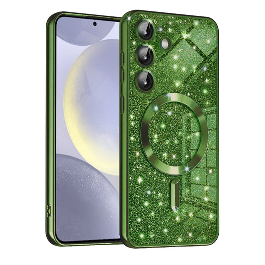 MagSafe ovitek za Samsung Galaxy S24+ S926, Techsuit, Luxury Glitter, Temno zelena