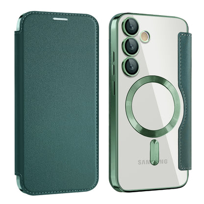MagSafe ovitek za Samsung Galaxy S24+ S926, Techsuit, SmartMag Book, Zelen
