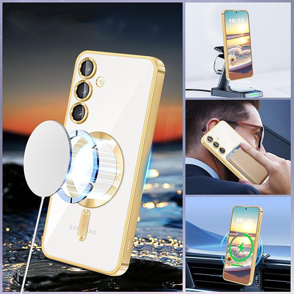 MagSafe ovitek za Samsung Galaxy S24 S921, Techsuit, Luxury Crystal, Roza