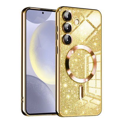 MagSafe ovitek za Samsung Galaxy S24 S921, Techsuit, Luxury Glitter, Zlata