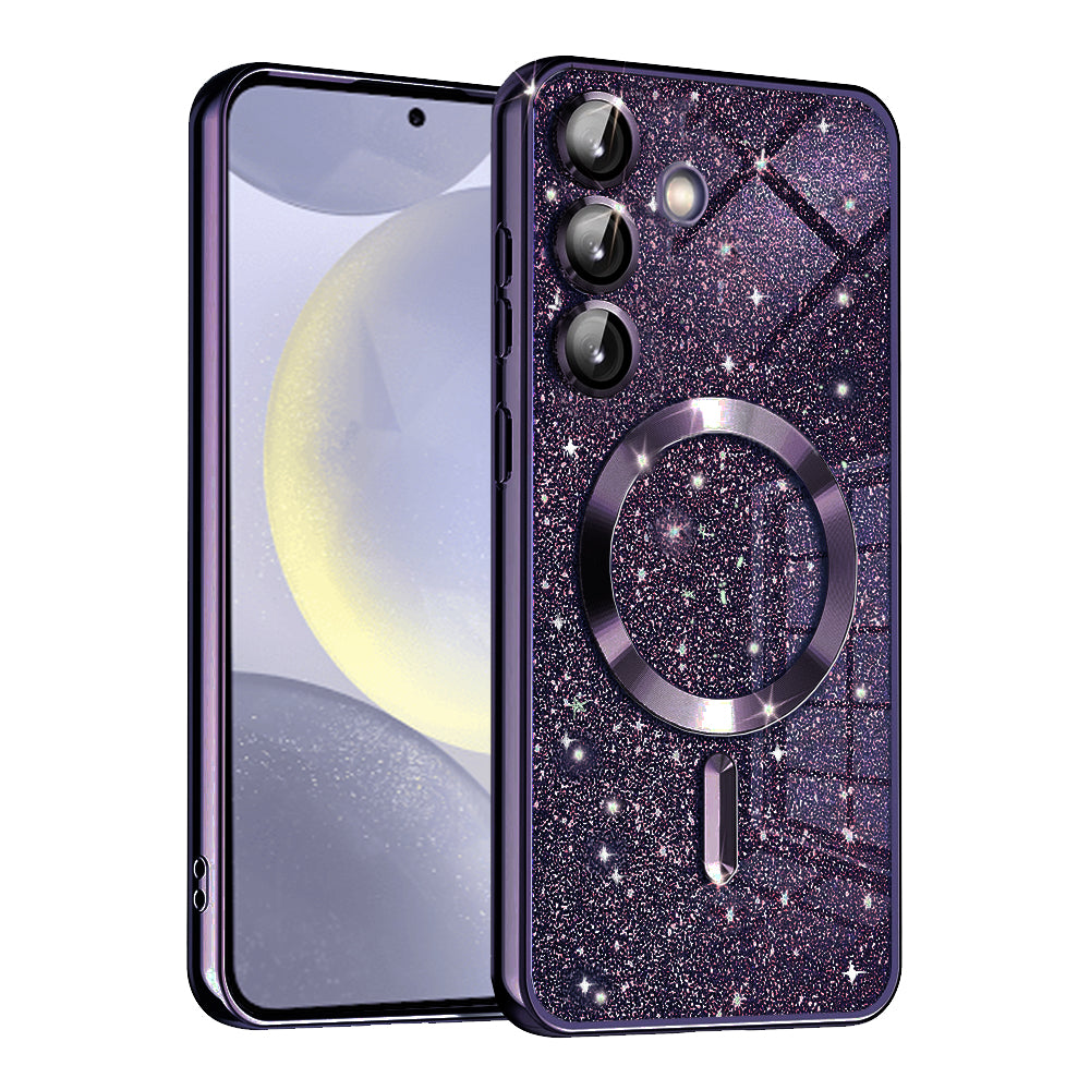 Ovitek MagSafe za Samsung Galaxy S24 S921, Techsuit, Luxury Glitter, Temno vijolična