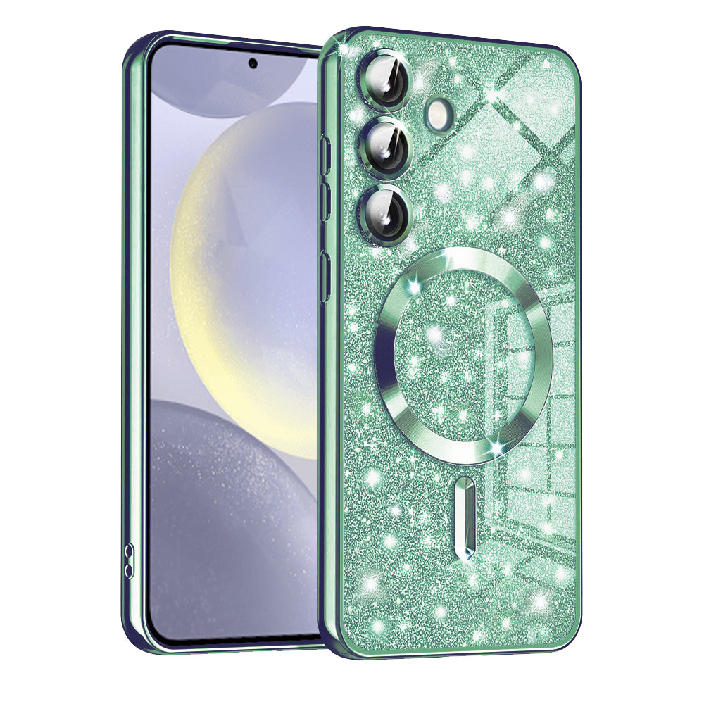 Ovitek MagSafe za Samsung Galaxy S24 S921, Techsuit, Luxury Glitter, Svetlo zelena