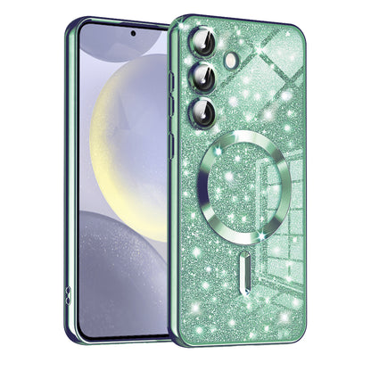 Ovitek MagSafe za Samsung Galaxy S24 S921, Techsuit, Luxury Glitter, Svetlo zelena