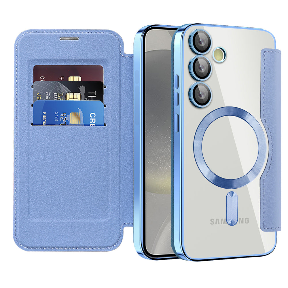 MagSafe ovitek za Samsung Galaxy S24 S921, Techsuit, SmartMag Book, modra