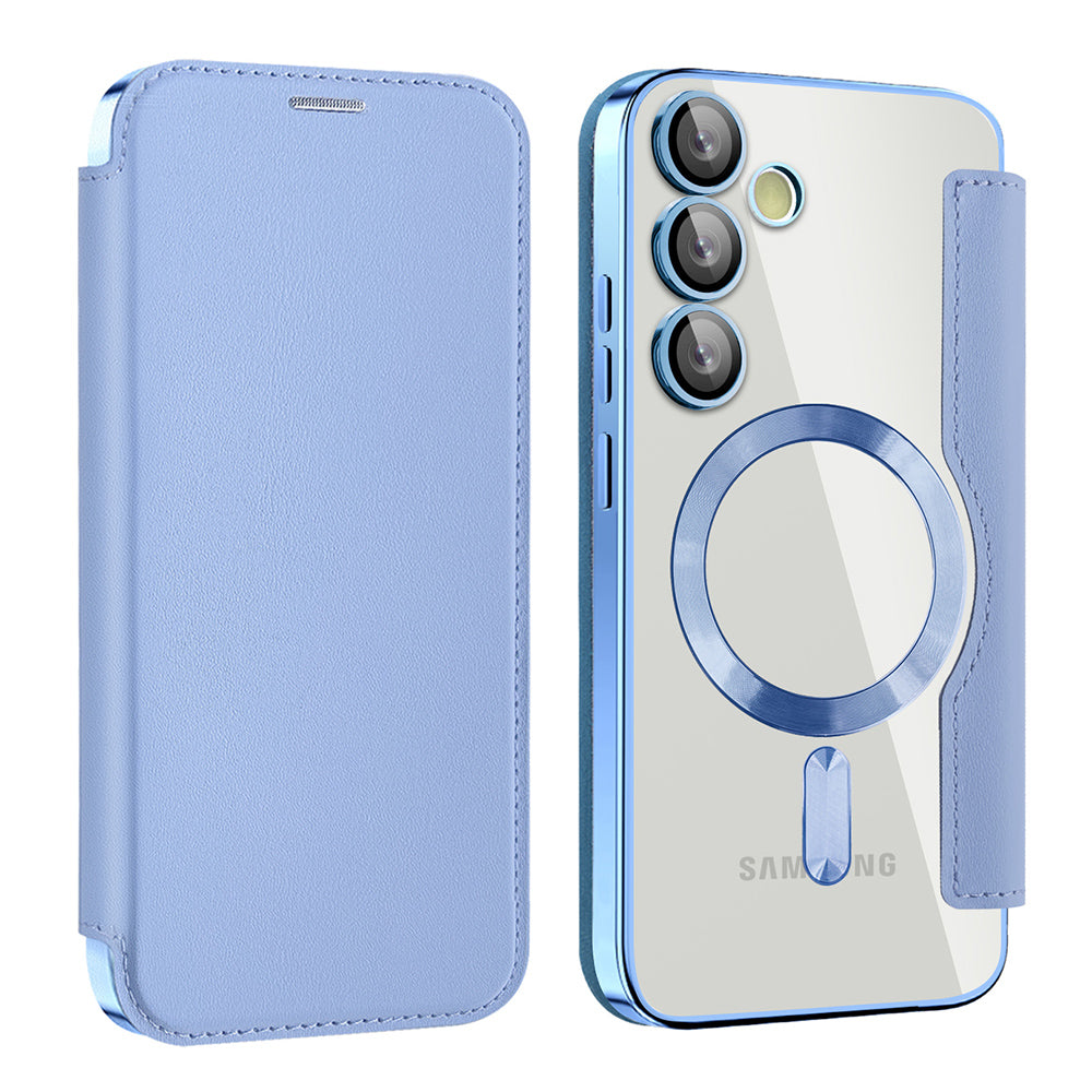 MagSafe ovitek za Samsung Galaxy S24 S921, Techsuit, SmartMag Book, modra