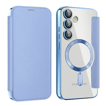 MagSafe ovitek za Samsung Galaxy S24 S921, Techsuit, SmartMag Book, modra