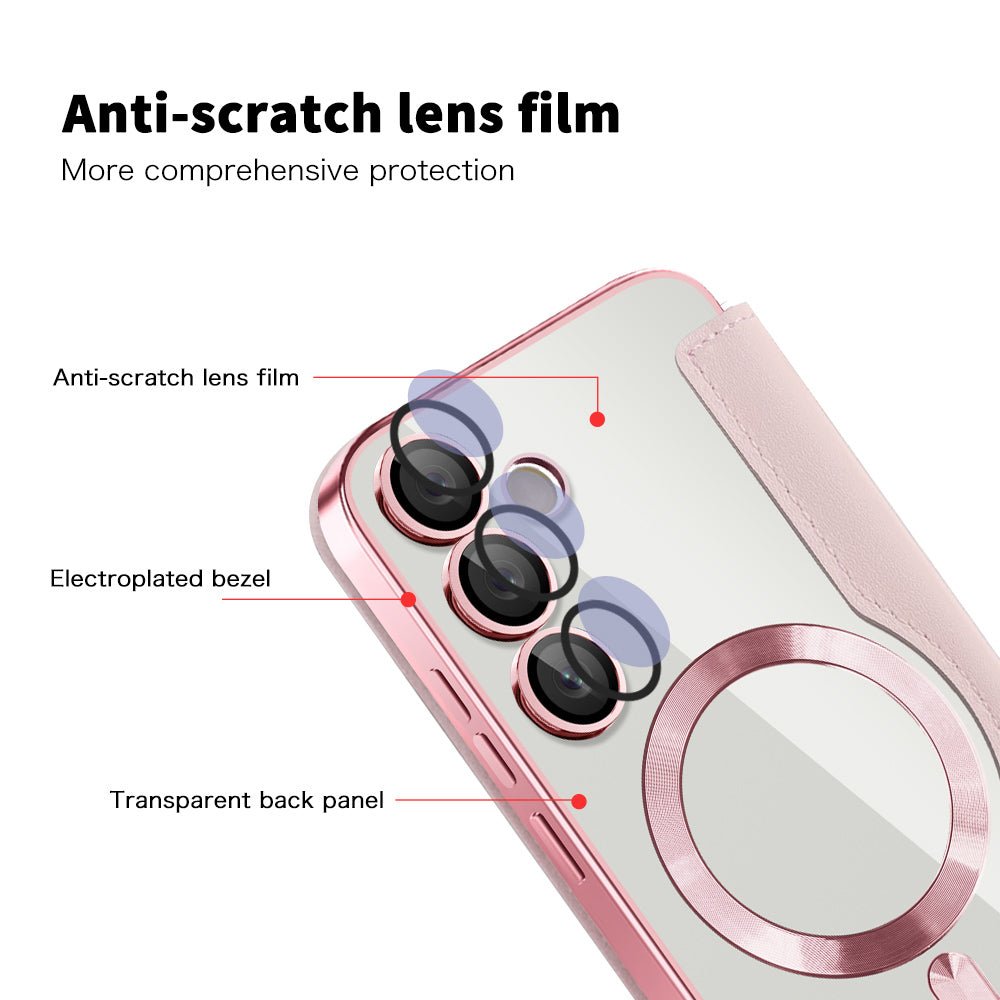 MagSafe Case for Samsung Galaxy S24 S921, Techsuit, SmartMag Book, Pink
