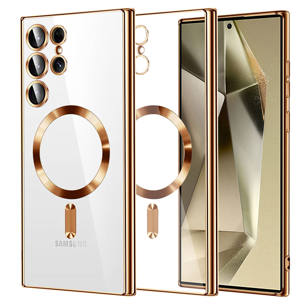 MagSafe Case for Samsung Galaxy S24 Ultra S928, Techsuit, Luxury Crystal, Gold