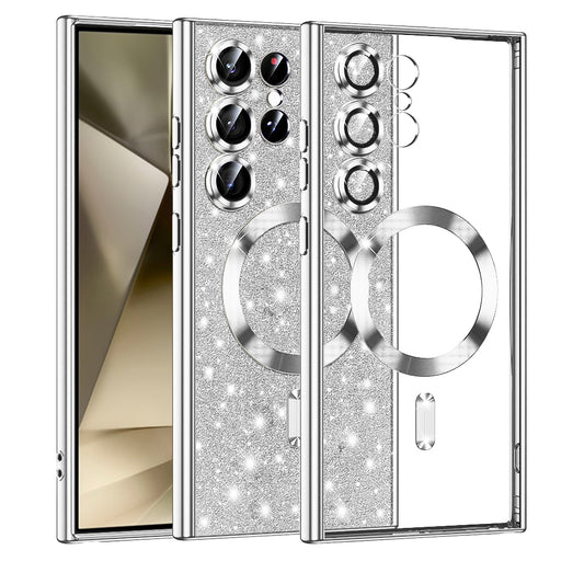 MagSafe ovitek za Samsung Galaxy S24 Ultra S928, Techsuit, Luxury Glitter, Srebrn