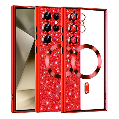 MagSafe Case for Samsung Galaxy S24 Ultra S928, Techsuit, Luxury Glitter, Red