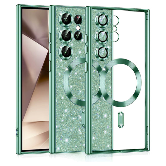 MagSafe ovitek za Samsung Galaxy S24 Ultra S928, Techsuit, Luxury Glitter, Svetlo zelena