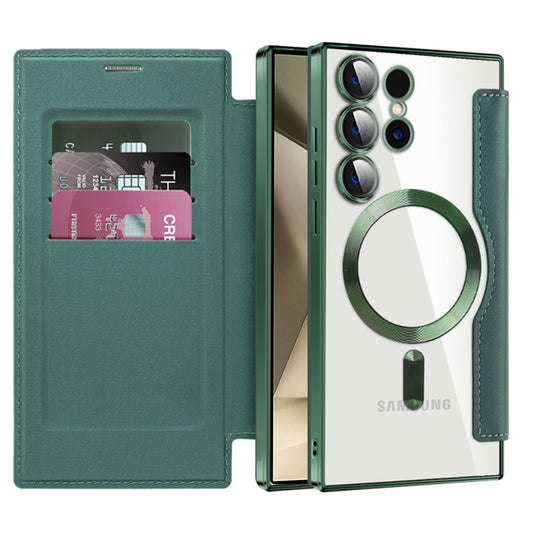 Ovitek MagSafe za Samsung Galaxy S24 Ultra S928, Techsuit, SmartMag Book, Zelen