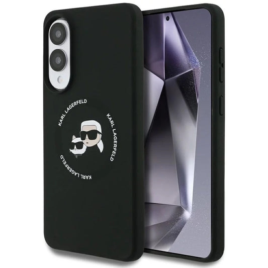 Ovitek MagSafe za Samsung Galaxy S25 Edge S937, Karl Lagerfeld, Silicone Double Heads, črn