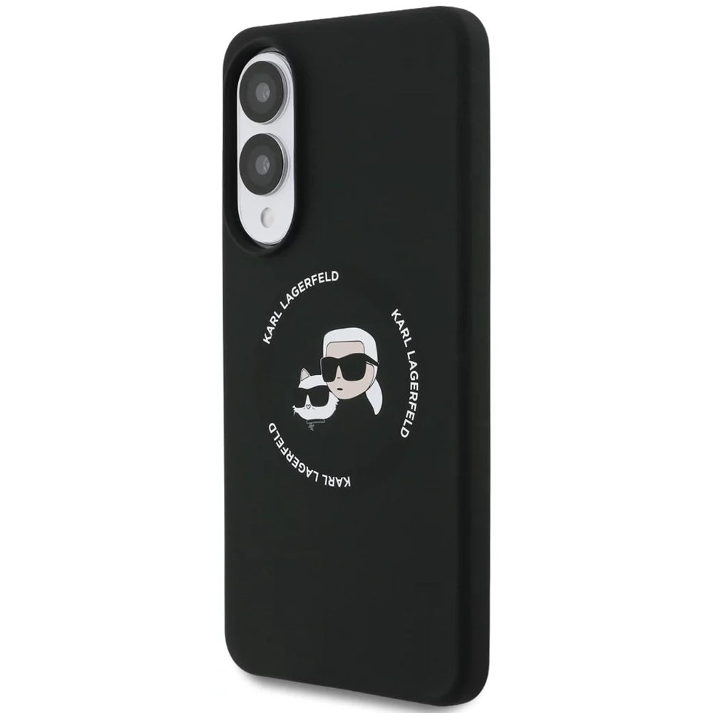 Ovitek MagSafe za Samsung Galaxy S25 Edge S937, Karl Lagerfeld, Silicone Double Heads, črn