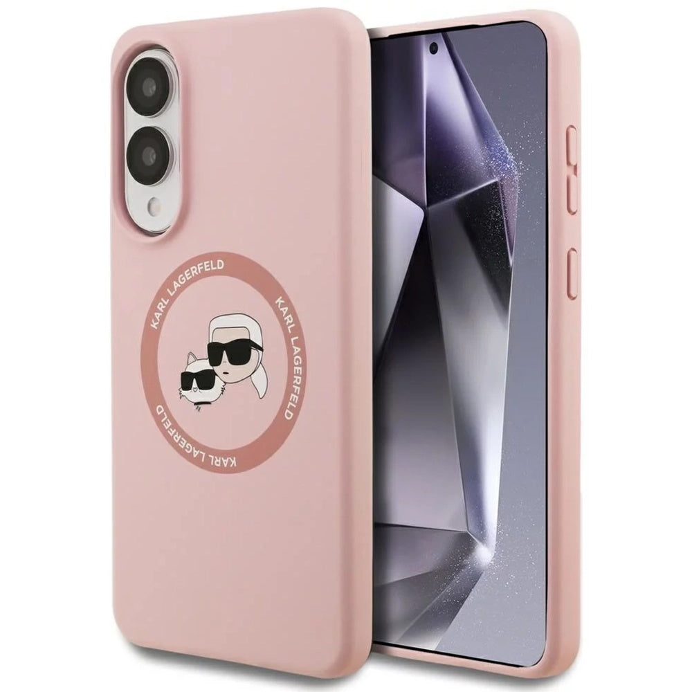 Ovitek MagSafe za Samsung Galaxy S25 Edge S937, Karl Lagerfeld, Silicone Double Heads, Roza