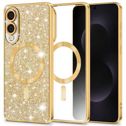 MagSafe ovitek za Samsung Galaxy S25 Edge S937, Techsuit, Luxury Glitter, Zlata