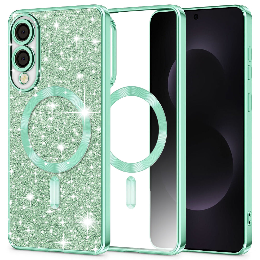 MagSafe ovitek za Samsung Galaxy S25 Edge S937, Techsuit, Luxury Glitter, Svetlo zelena