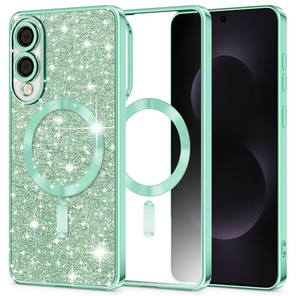 MagSafe ovitek za Samsung Galaxy S25 Edge S937, Techsuit, Luxury Glitter, Svetlo zelena