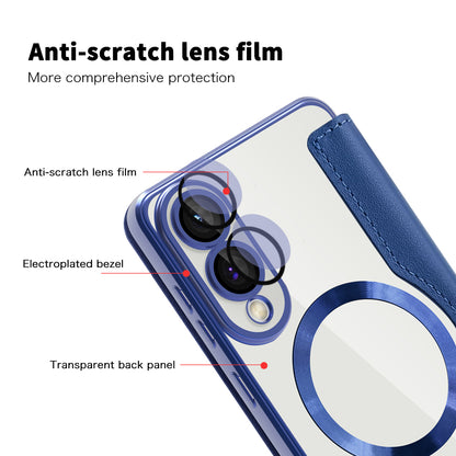 MagSafe ovitek za Samsung Galaxy S25 Edge S937, Techsuit, SmartMag Book, modra