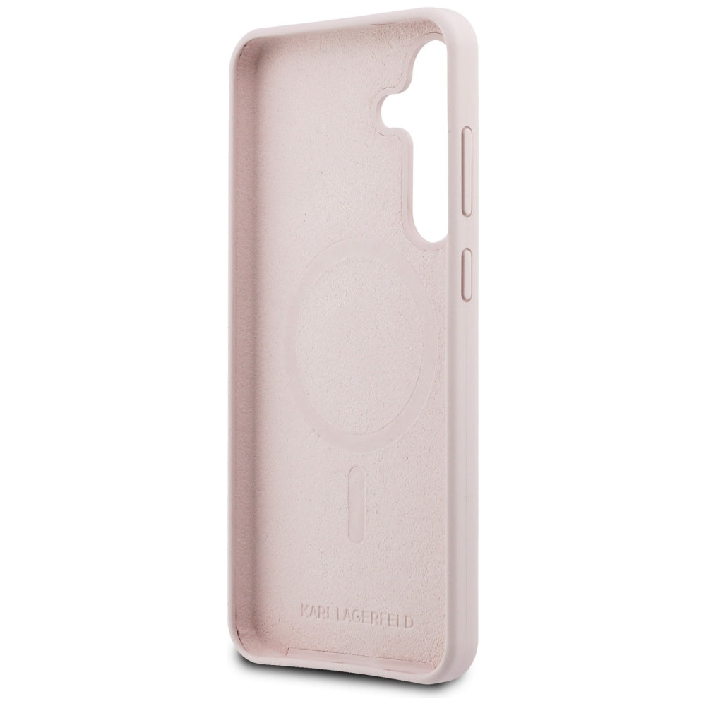 Ovitek MagSafe za Samsung Galaxy S25 FE, Karl Lagerfeld, silikon Karl & Choupette's Heads, roza
