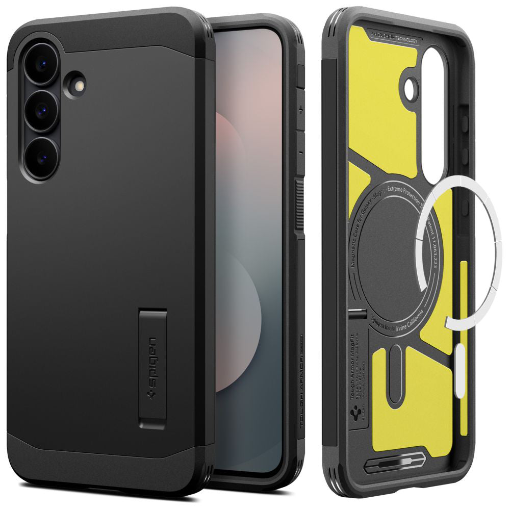 Ovitek MagSafe za Samsung Galaxy S25 FE, Spigen, Tough Armor, Črn