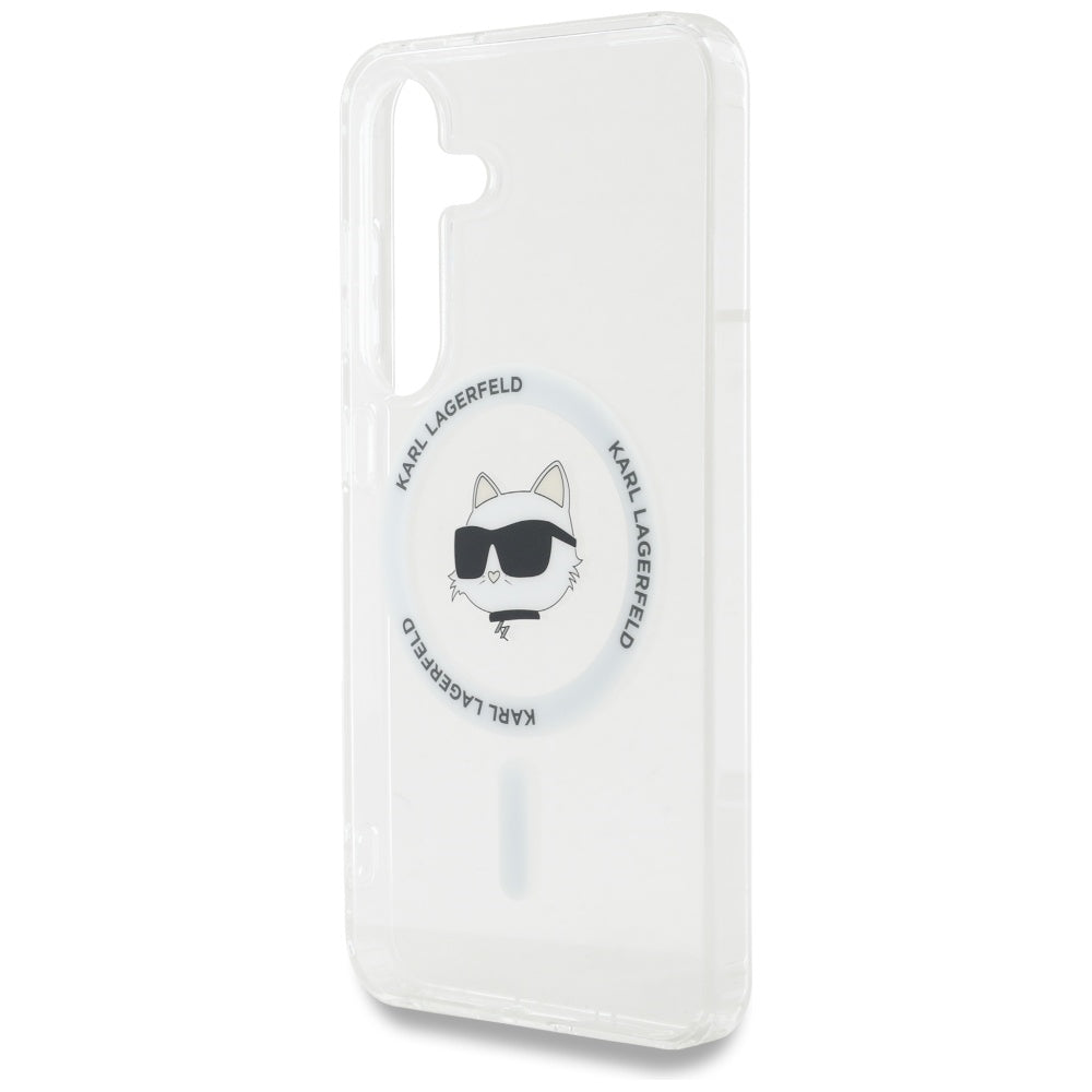 Ovitek MagSafe za Samsung Galaxy S25+ S936, Karl Lagerfeld, IML Choupette's Head, Bela