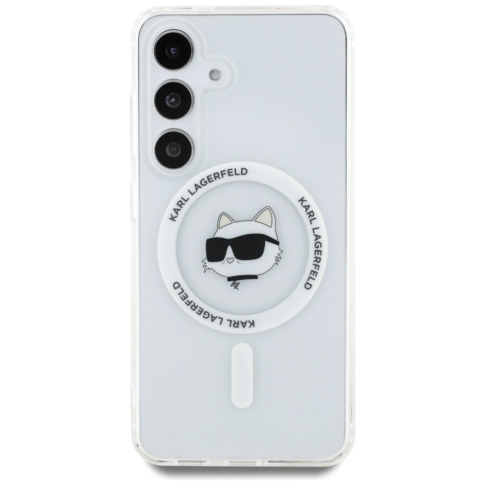 Ovitek MagSafe za Samsung Galaxy S25+ S936, Karl Lagerfeld, IML Choupette's Head, Bela