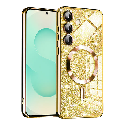 MagSafe ovitek za Samsung Galaxy S25+ S936, Techsuit, Luxury Glitter, Zlata